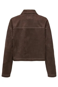 Sale Only Onlstina Life Faux Suede Jacket Cc 4854247 Seal Brown W Contrast Stitch
