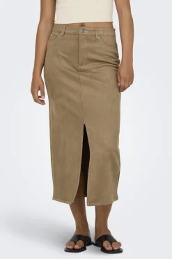 Outlet Only Onlstina Life Faux Suede Skirt Cc 4786482 Cocoa Créme W Contrast Stitch