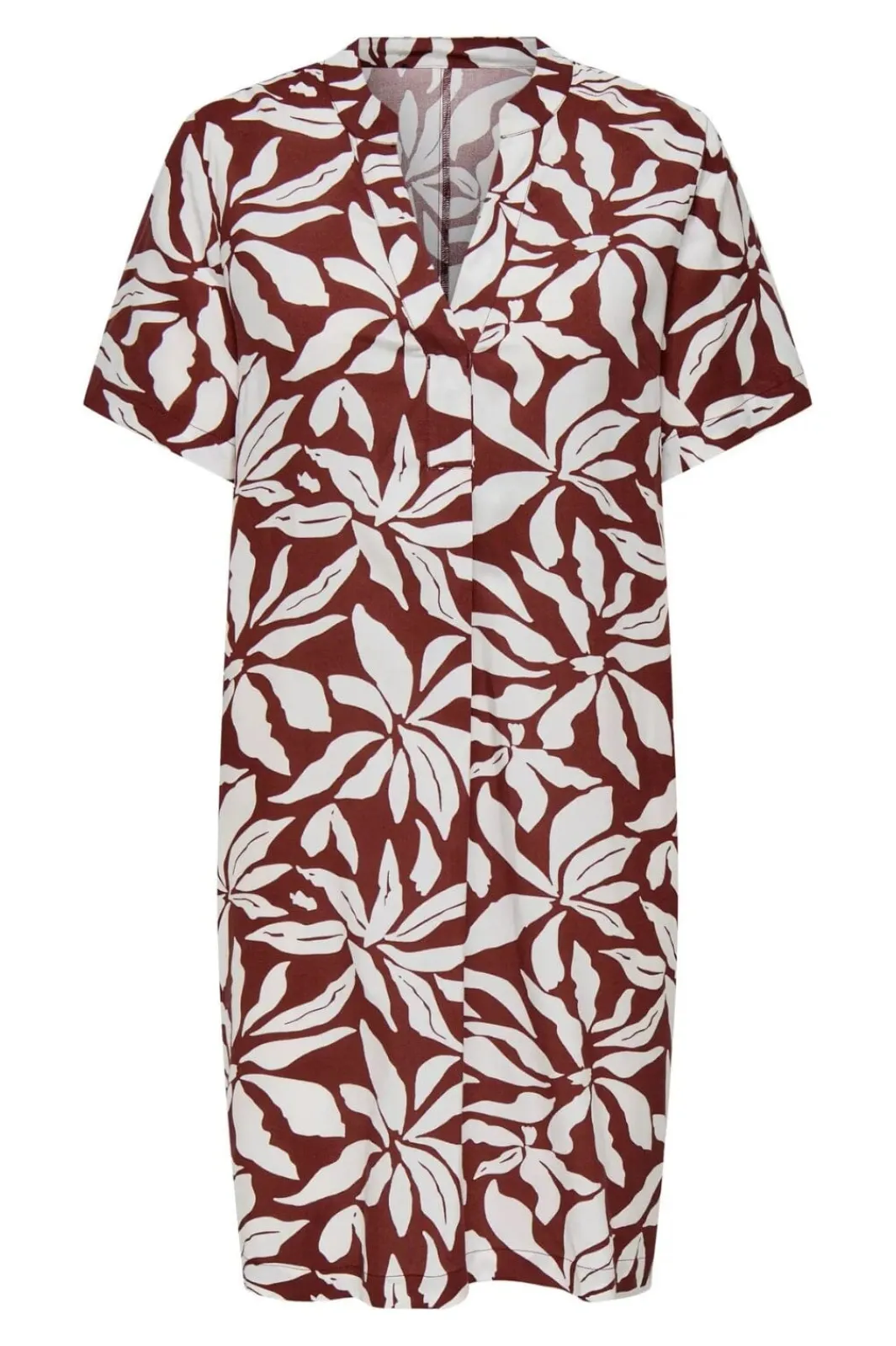 Sale Only Onlsusi Life Ss V-Neck Tunic Dress Wnn 4881759 Fired Brick Graphic Flowers