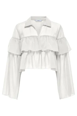 Discount Only Onlsuzzi L/S Frill Tie Top Ox 4882991 Cloud Dancer