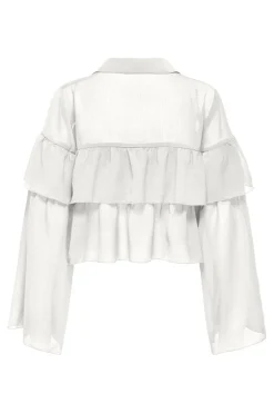 Discount Only Onlsuzzi L/S Frill Tie Top Ox 4882991 Cloud Dancer