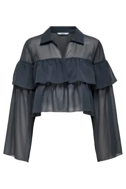 Only Onlsuzzi L/S Frill Tie Top Ox 4887373 Phantom
