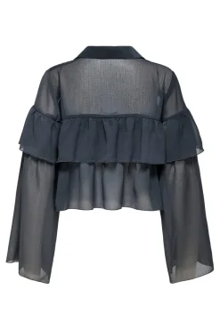Only Onlsuzzi L/S Frill Tie Top Ox 4887373 Phantom