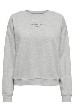 Best Only Onlsweat Life L/S Crew O.Size State 4821530 Light Grey Melange Manhattan