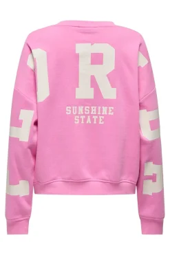 Clearance Only Onlsweat L/S Back/Sleeve Print Swt 4980941 Fuchsia Pink Birch Florida Print