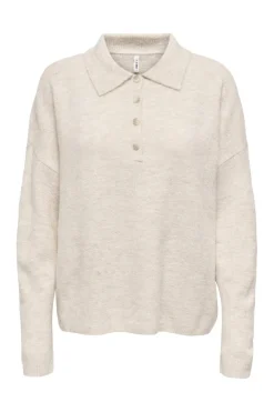 New Only Onltalio Ls Polo Neck Bf Knt 4928919 Whitecap Gray Melange/Dtm Horn Button