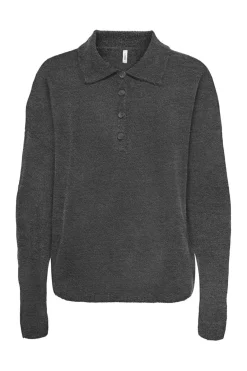 Only Onltalio Ls Polo Neck Bf Knt 4932483 Dark Grey Melange Dtm Horn Button