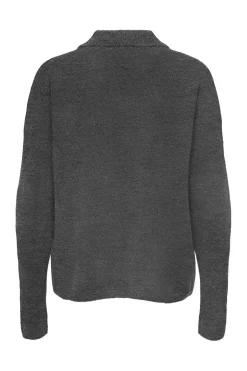 Only Onltalio Ls Polo Neck Bf Knt 4932483 Dark Grey Melange Dtm Horn Button