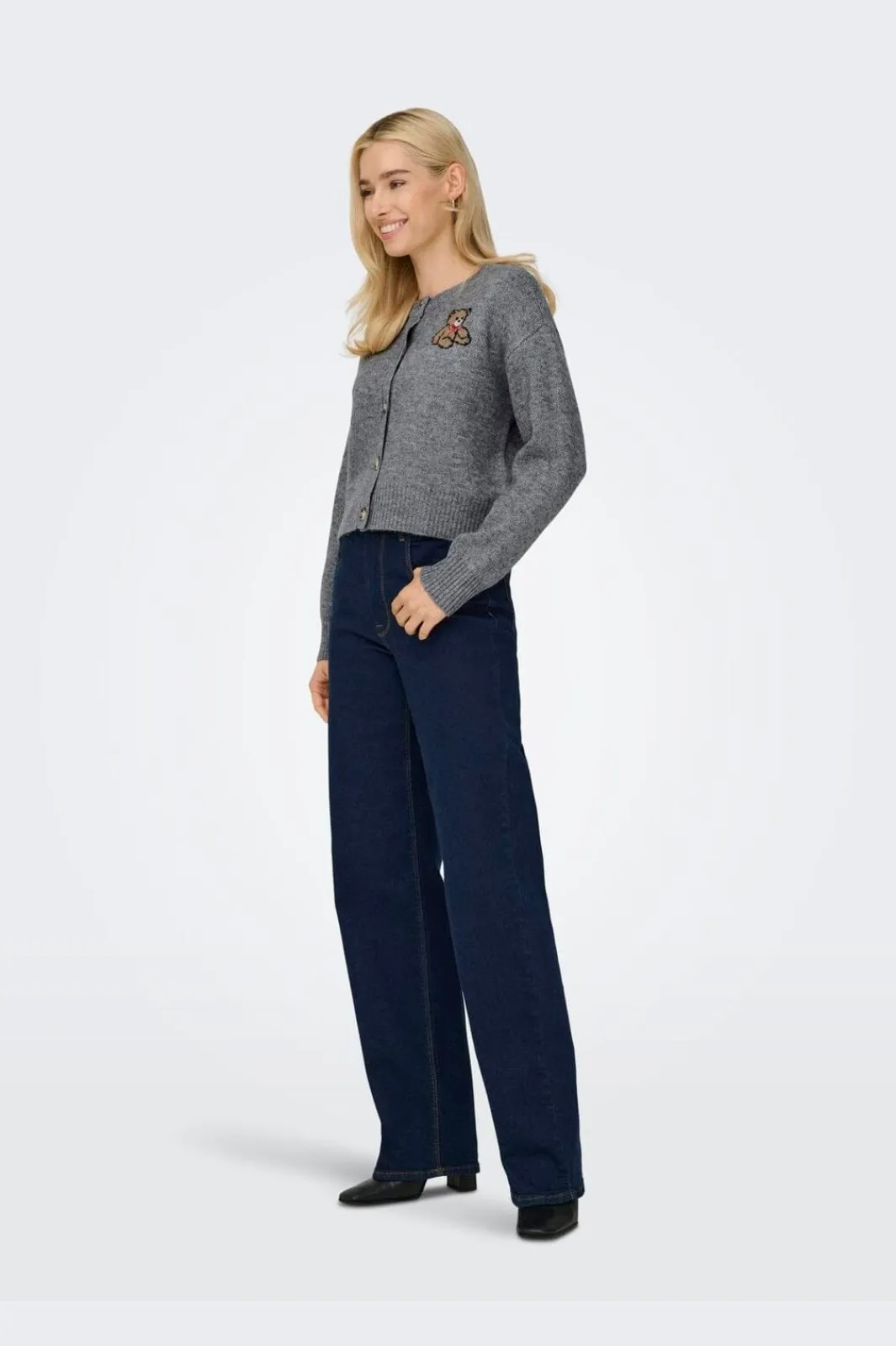 Best Only Onlteddy Ls Cardigan Knt 4882989 Medium Grey Melange Teddy