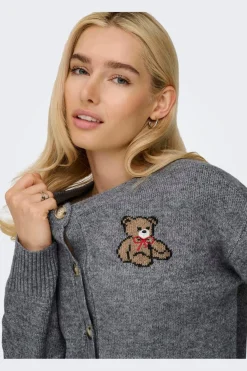 Best Only Onlteddy Ls Cardigan Knt 4882989 Medium Grey Melange Teddy