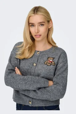Best Only Onlteddy Ls Cardigan Knt 4882989 Medium Grey Melange Teddy