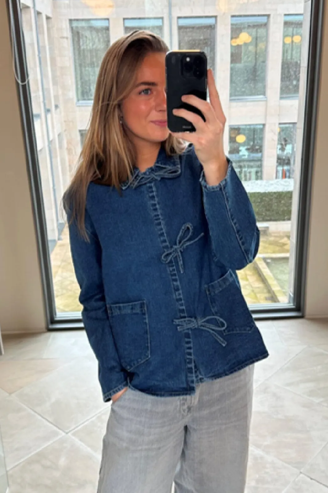 Only Onlthille L/S Tie Jacket Gua 4552382 Dark Blue Denim