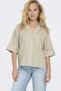 Only Onltokyo Life Ss Linen Bl Shirt 4414158 Moonbeam