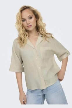Only Onltokyo Life Ss Linen Bl Shirt 4414158 Moonbeam
