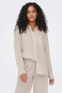 Online Only Onltokyo L/S Linen Blend Shirt 3996894 Moonbeam