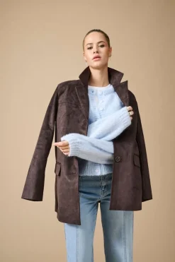 Outlet Only Onltulip Faux Suede Blazer Coat 4938153 Chocolate Torte