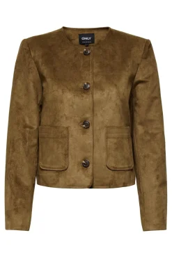 Best Only Onltulip Faux Suede Button Jacket 4847753 Cognac