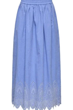 Only Onltulum Emb Maxi Skirt 4695533 Blue Bonnet Bright White Emb