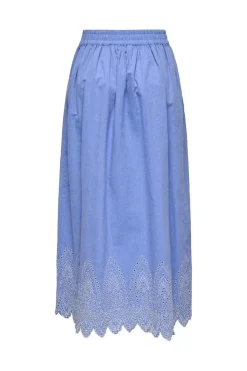 Only Onltulum Emb Maxi Skirt 4695533 Blue Bonnet Bright White Emb