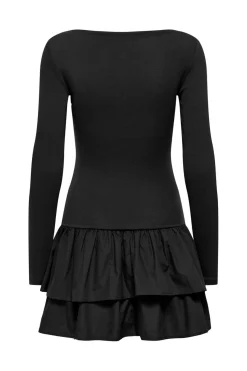 Outlet Only Onlvega L/S Boatneck Mix Dress Box 4978821 Black Black Woven Bottom