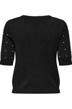 New Only Onlvenice Life Ss Pearl O-Neck Knt 4894634 Black White Pearls