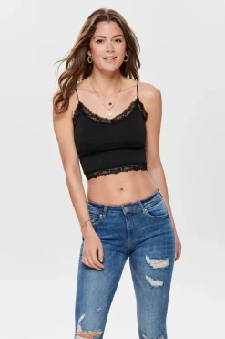 Best Only Onlvicky Lace Seamless Cropped Top 3210300 Black