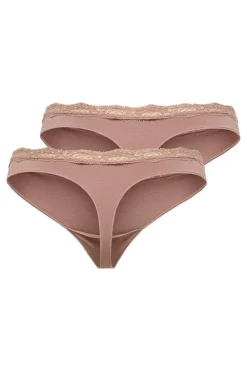 Discount Only Onlvicky Lace Thong 2-Pack Acc 4822906 Cognac 2Xpack
