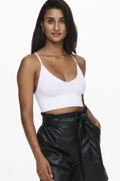 Discount Only Onlvicky Rib Seamless Vneck Top Acc 3799604 Bright White