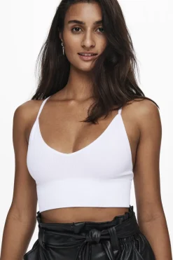 Discount Only Onlvicky Rib Seamless Vneck Top Acc 3799604 Bright White