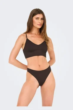 Only Onlvicky Rib Seamless Vneck Top Acc 4819326 Seal Brown