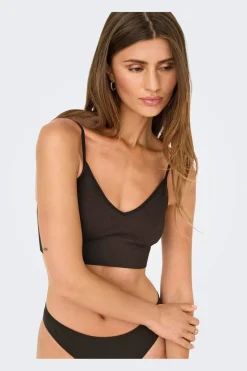 Only Onlvicky Rib Seamless Vneck Top Acc 4819326 Seal Brown