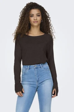 Best Only Onlvienna Ls O-Neck Knt 4838284 Chocolate Torte Melange