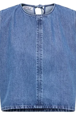 Online Only Onlvigga S/L Mini Open Back Top 4858064 Medium Blue Denim