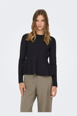 Discount Only Onlvilda Ls Peplum O-Neck Knt 5026293 Black