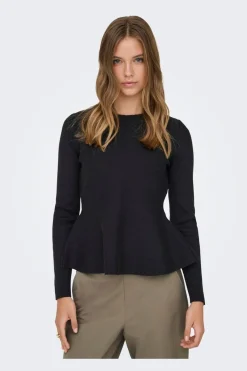 Discount Only Onlvilda Ls Peplum O-Neck Knt 5026293 Black