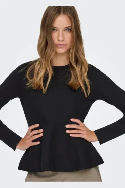 Discount Only Onlvilda Ls Peplum O-Neck Knt 5026293 Black