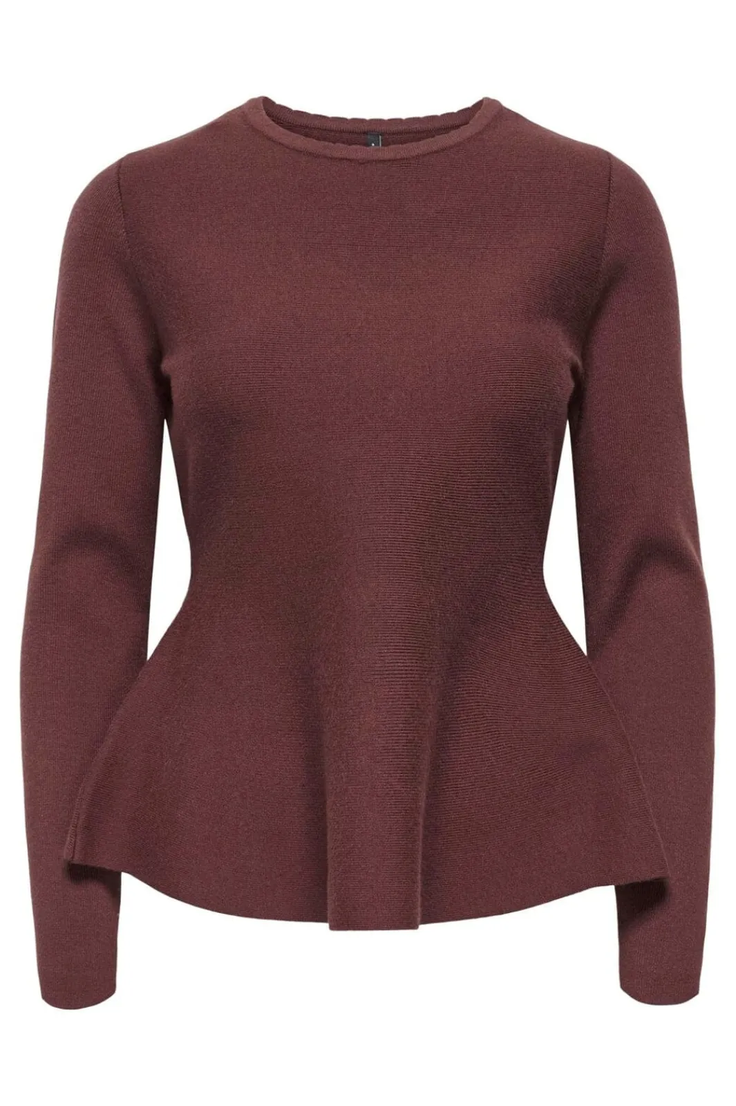 Online Only Onlvilda Ls Peplum O-Neck Knt 5026295 Rum Raisin