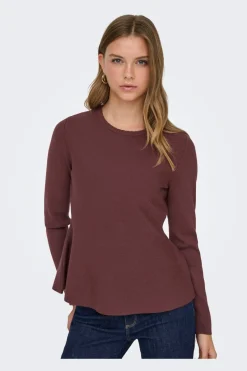 Online Only Onlvilda Ls Peplum O-Neck Knt 5026295 Rum Raisin