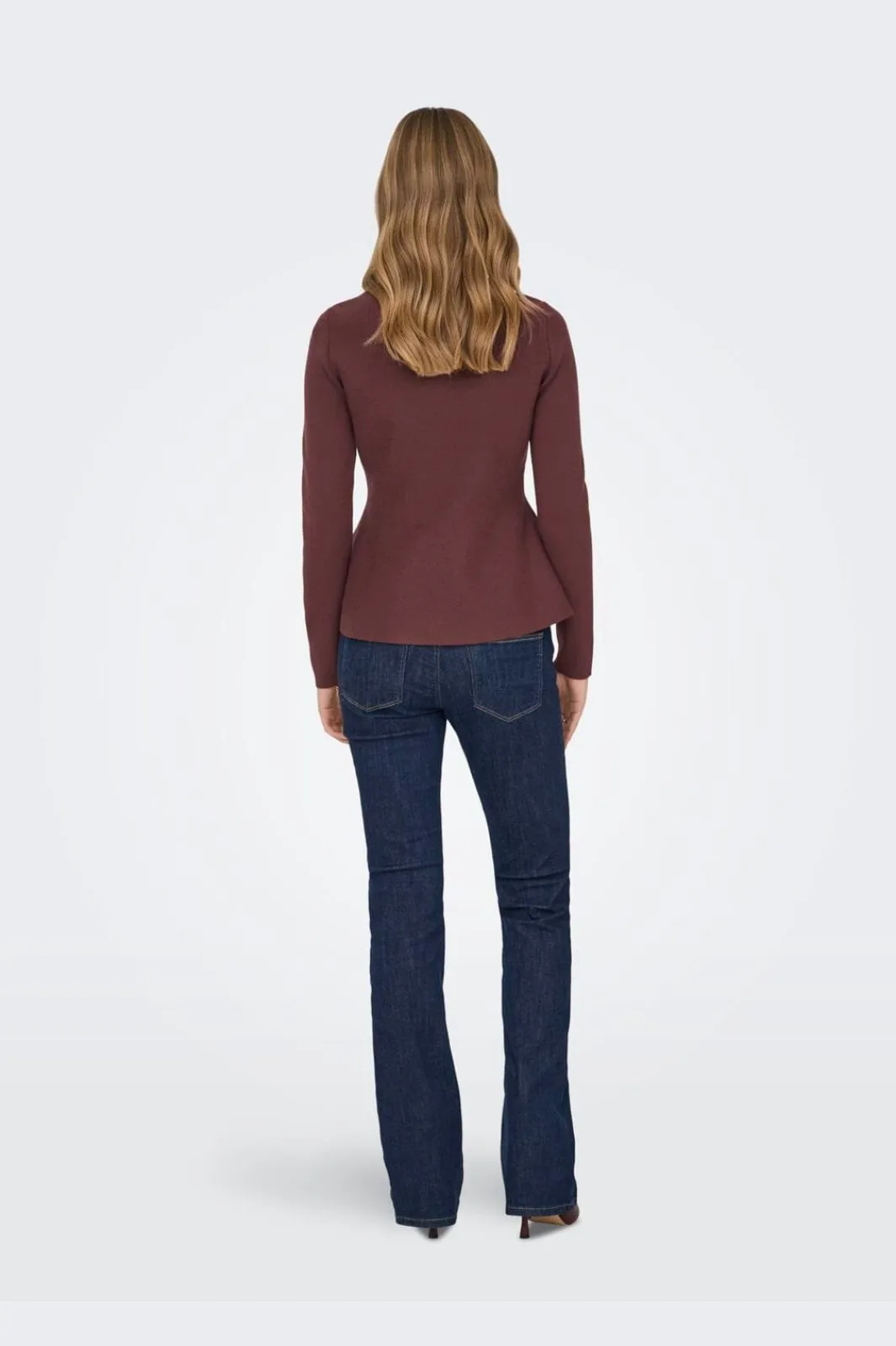 Online Only Onlvilda Ls Peplum O-Neck Knt 5026295 Rum Raisin