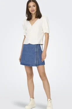 Only Onlvilla Wrap Tie Skirt Gua 4550180 Light Blue Denim