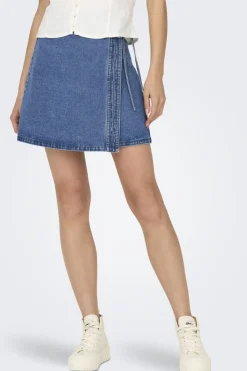 Only Onlvilla Wrap Tie Skirt Gua 4550180 Light Blue Denim