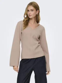 Hot Only Onlviola Ls Fit V-Neck Knt 4967667 Mocha Meringue