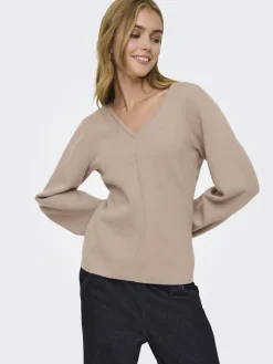 Hot Only Onlviola Ls Fit V-Neck Knt 4967667 Mocha Meringue