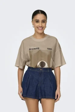 Outlet Only Onlvivvi Life S/S Lovely Top 4897138 Humus Caffe