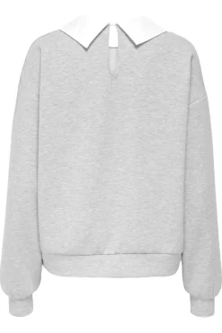 Online Only Onlwillow L/S O-Neck Emb. Ub Swt 4856680 Light Grey Melange Cloud Dancer Woven