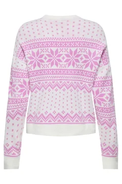 Outlet Only Onlxmas Threea Pullover Knt 4857771 Cloud Dancer W. Fuchsia Pink