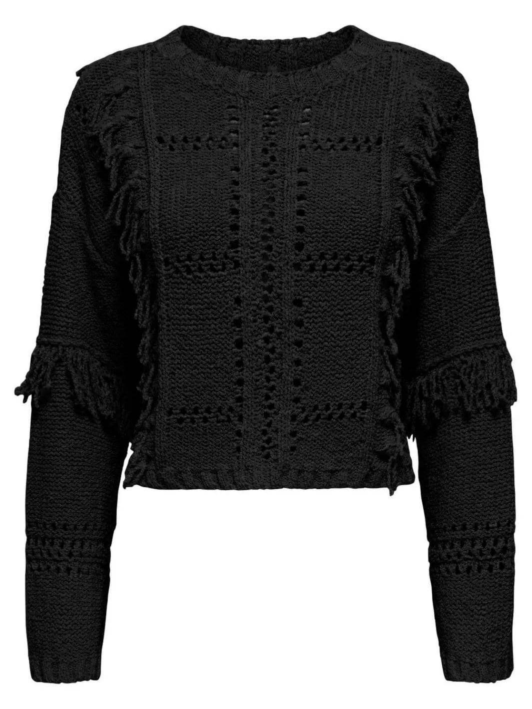 Hot Only rsa Life Ls Fringe O-Neck Cc Knt 4725135 Black