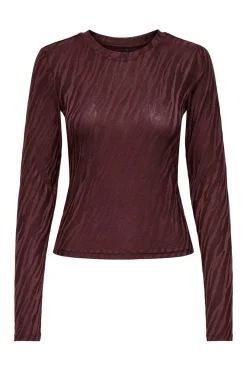 Clearance Only Onlzele L/S Roundneck Top 4916070 Decadent Chocolate Jose Zebra
