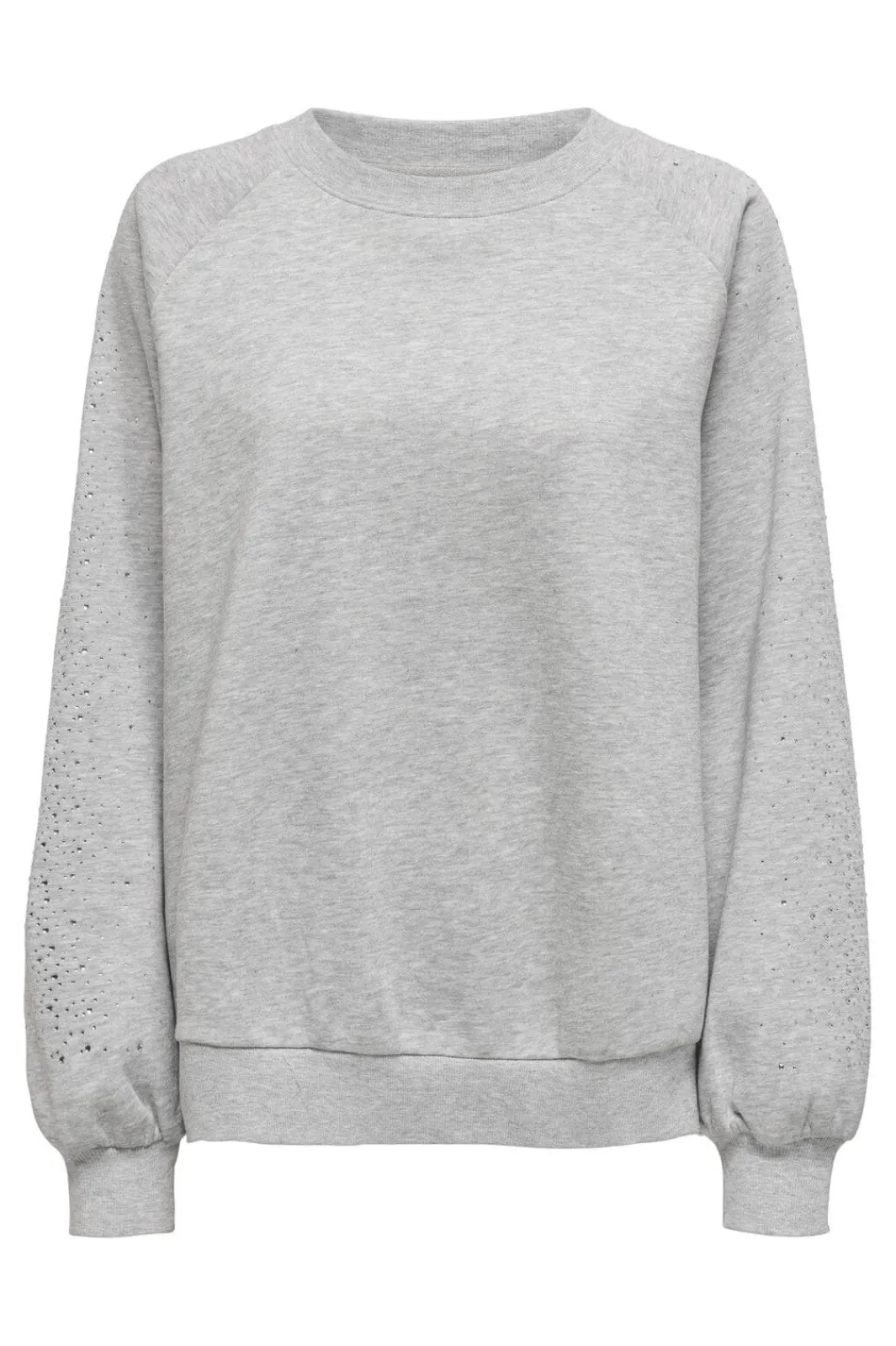Online Only Onlzenna L/S Oversize Stone Swt 4728633 Light Grey Melange Silver Rhinestones