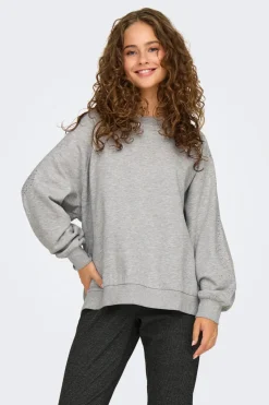 Online Only Onlzenna L/S Oversize Stone Swt 4728633 Light Grey Melange Silver Rhinestones